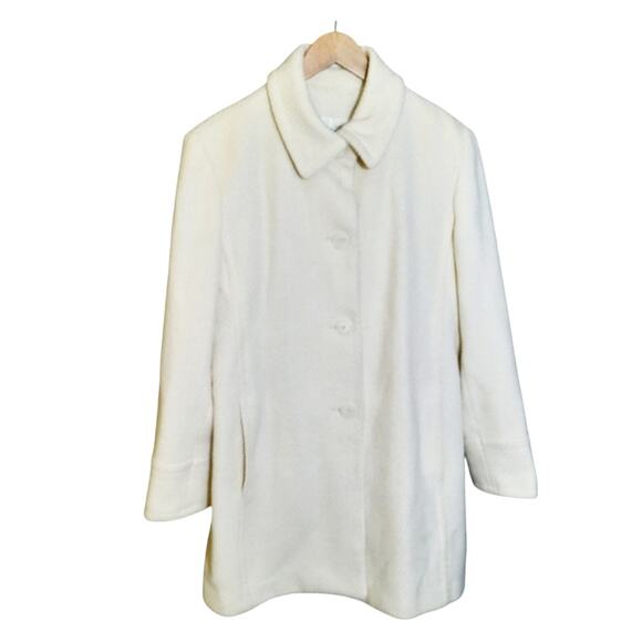 J.G. Hook Womens Vintage Winter White Button Front Slant Pockets Coat Size S/M - Picture 1 of 6